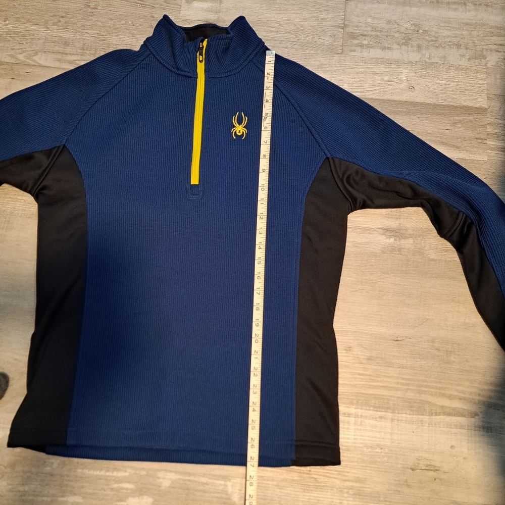 Spyder Men's Blue Black Polyester 1/4 Zip Pullover Mock Neck Sweater Size Medium - Picture 9 of 11